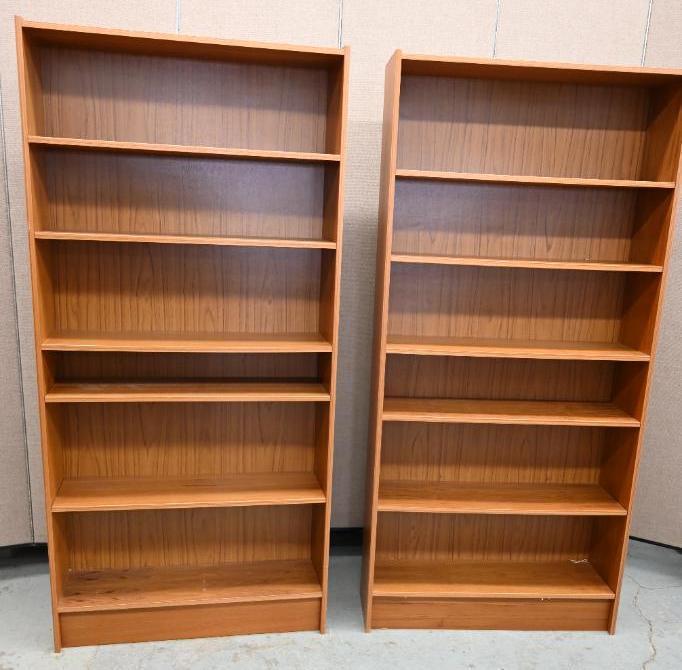 Two Pretty 35x11x75" Danish Style Book Shelves