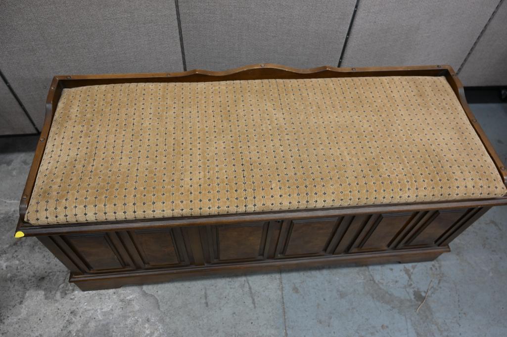 Lane Upholstered Top Cedar Lines Trunk