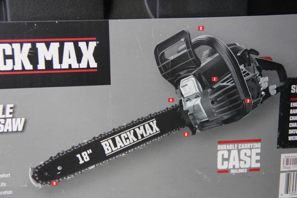New Black Max 18" Two-Cycle Chainsaw in Case