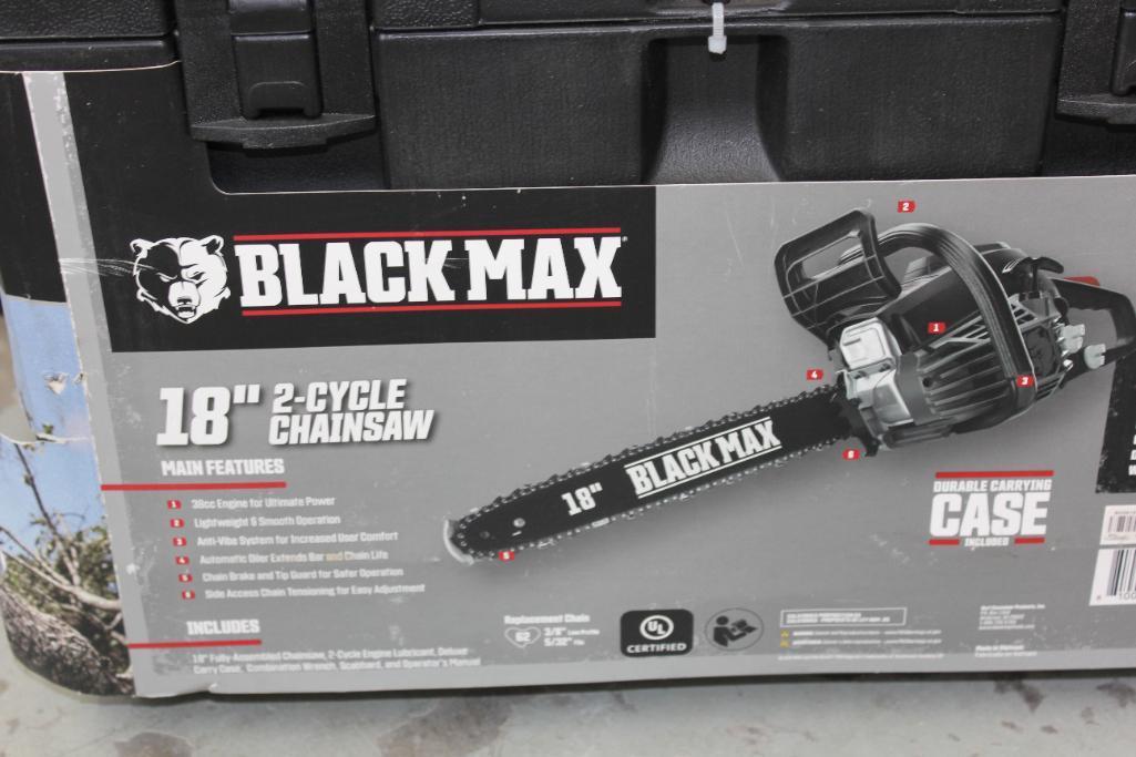 New Black Max 18" Two-Cycle Chainsaw in Case