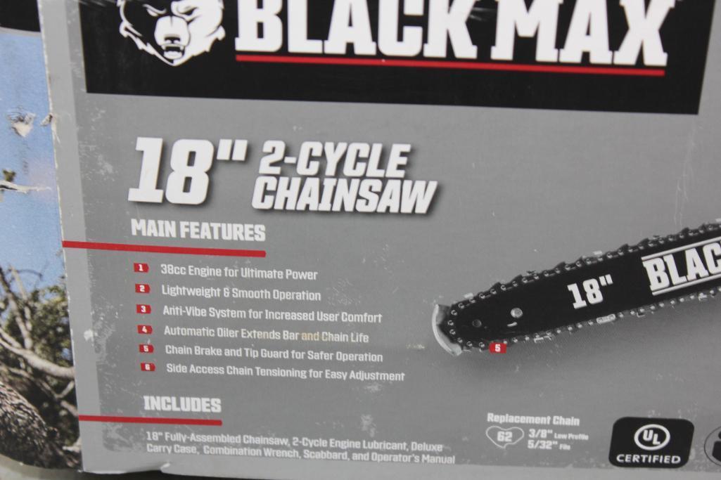 New Black Max 18" Two-Cycle Chainsaw in Case