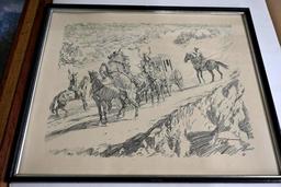 Train Print & Western Drawing by Putt