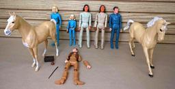 Six Marx Figurines with 2 Plastic Horses