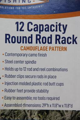 Case of 4 Organized Fishing Camo Round Rod Racks