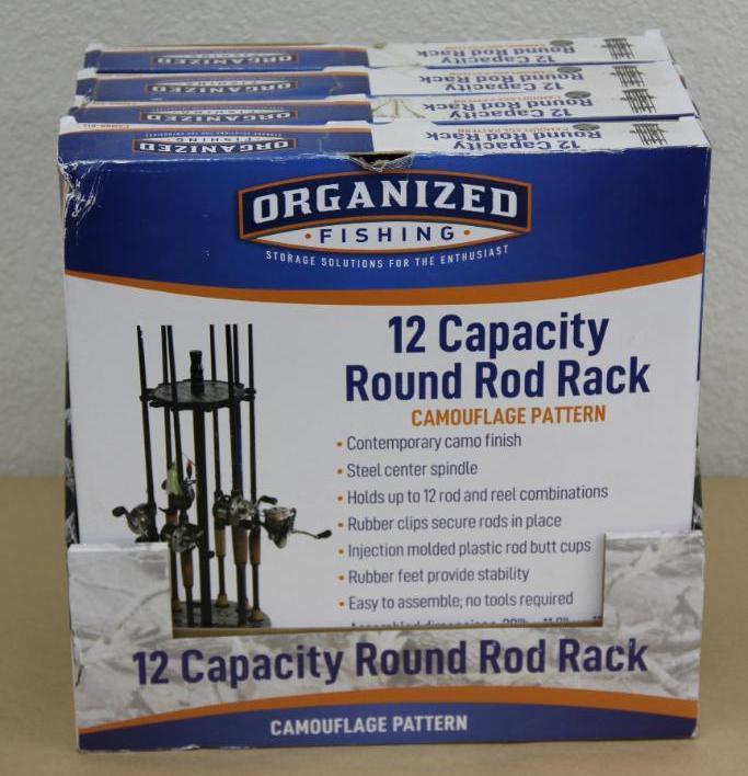 Case of 4 Organized Fishing Camo Round Rod Racks