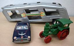 6" Japan Tin Toy Car & 4" Avery Cast Iron Tractor