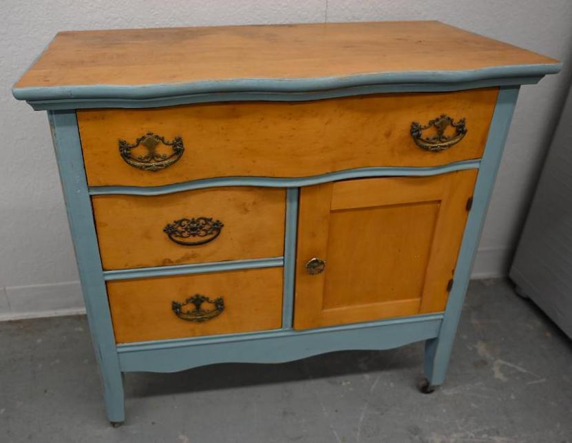 Antique Serpentine Three Drawer Dresser