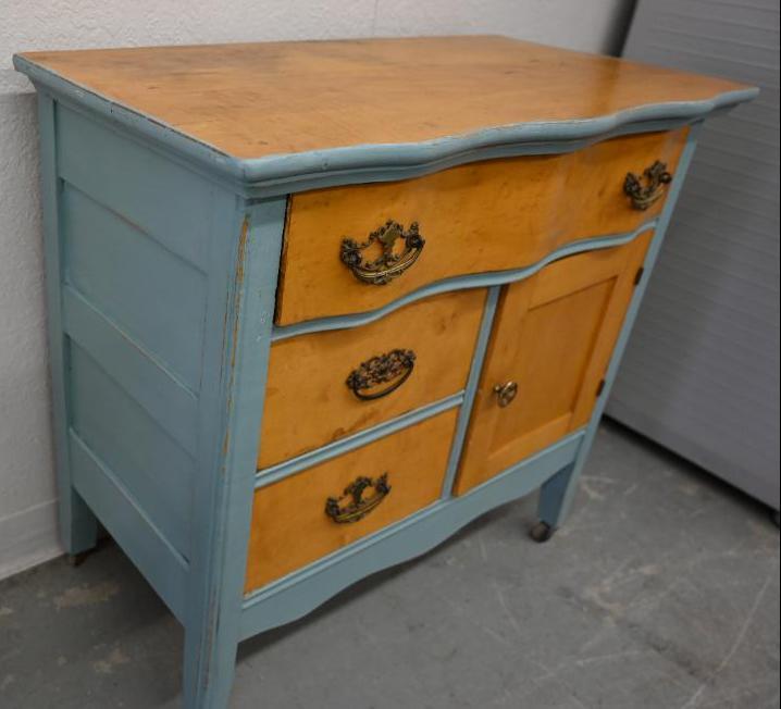 Antique Serpentine Three Drawer Dresser