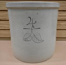 4 Gallon Antique Crock with Leaf Motif