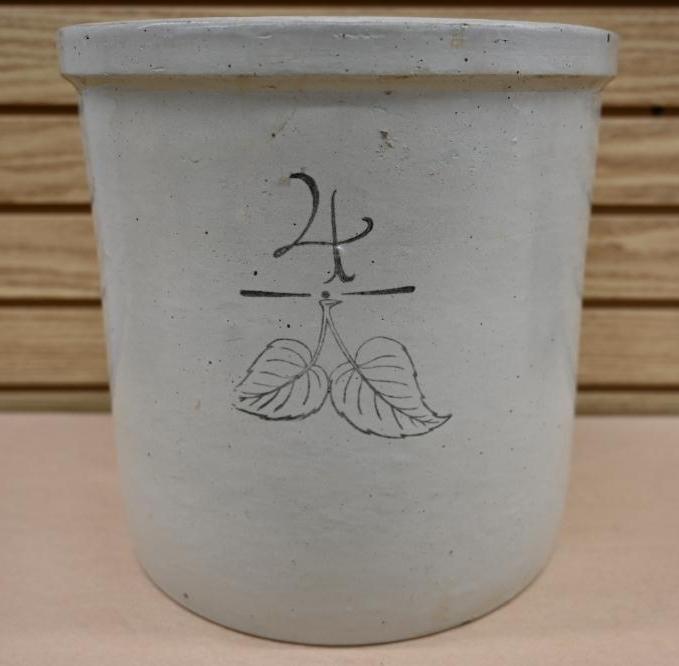 4 Gallon Antique Crock with Leaf Motif