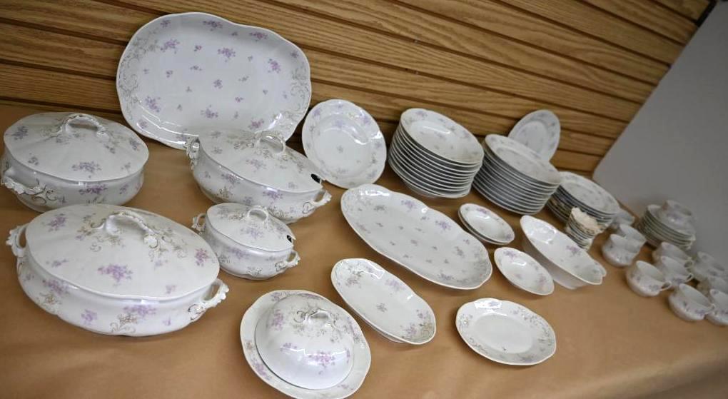 Pretty Purple Flowered Austrian China Set