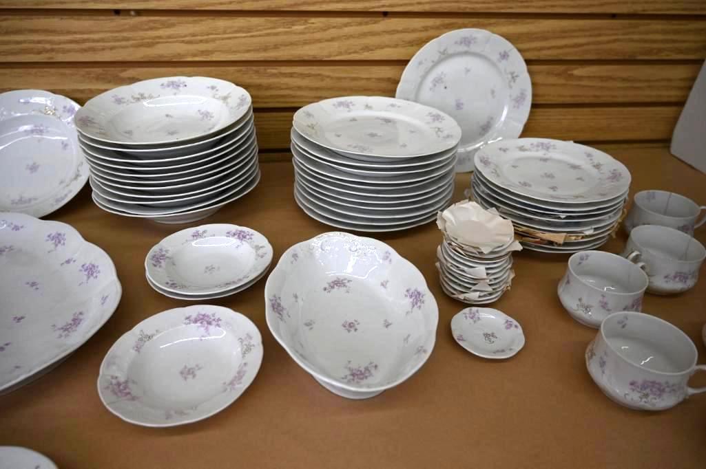 Pretty Purple Flowered Austrian China Set