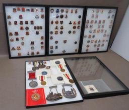 Shadow Boxes with Military Pins and Medals