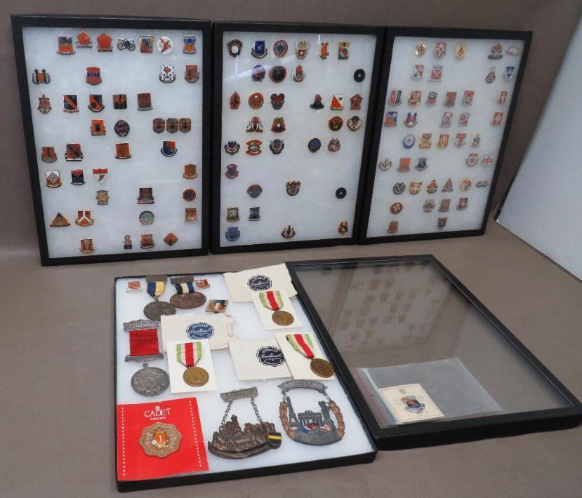 Shadow Boxes with Military Pins and Medals