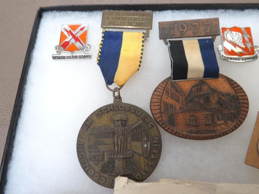 Shadow Boxes with Military Pins and Medals