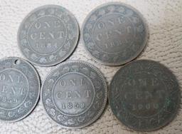 Antique Canadian Large Cent Coins