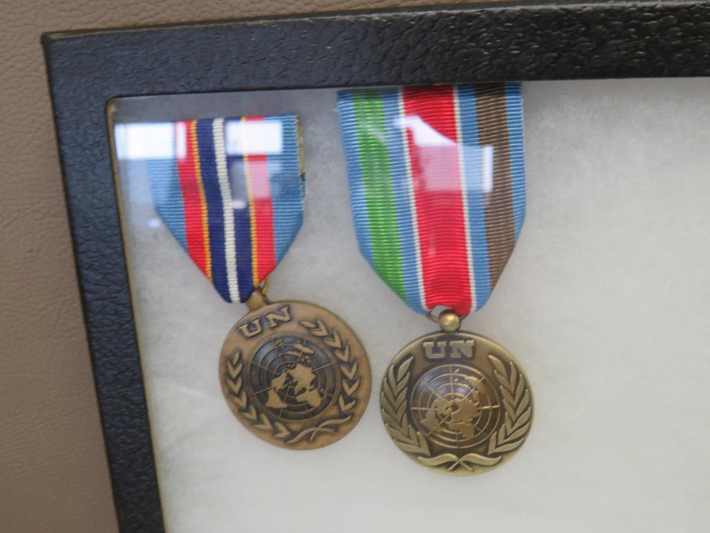 Shadow Boxes with US Military Insignias, Medals and Rank