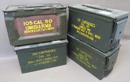 Four Steel 50 Cal Ammo Cans