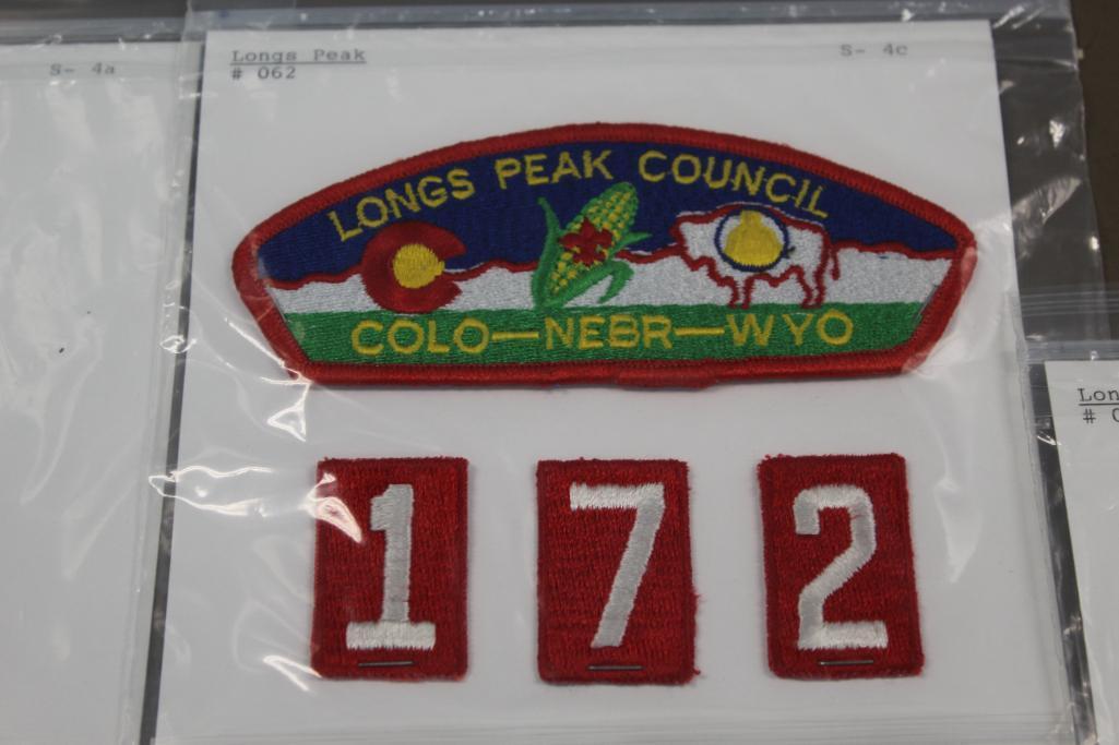 Collection of BSA Long's Peak Council and Leader Patches