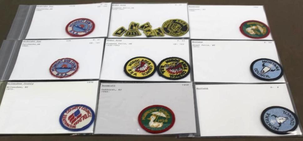 10 Small BSA M-Name Council Patches and Accessory Patches