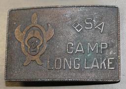 Two BSA Camp Long Lake Belt Buckles