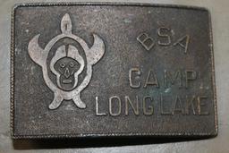 Two BSA Camp Long Lake Belt Buckles