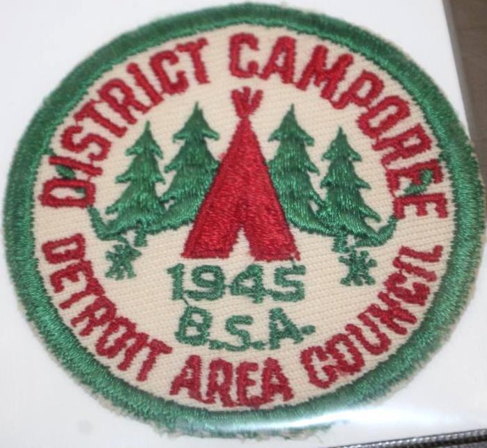 Pair of Detroit Area Council District Camporee Patches 1944 and 1945