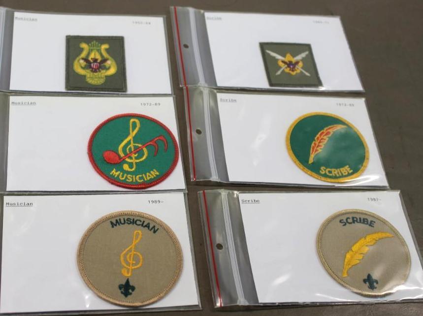 Three BSA Musicians Patches and Three Scribe Patches from Different Eras