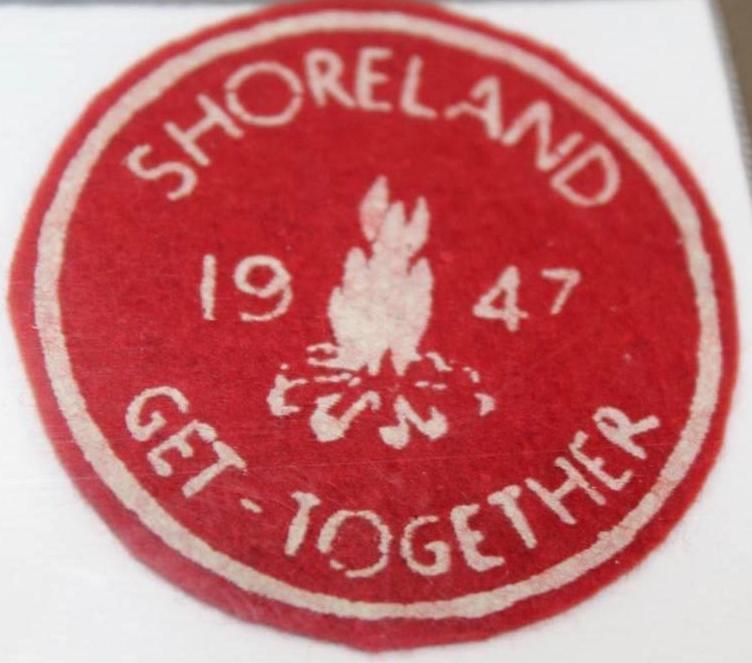 6 Small Event or Rank Patches Including 1947 Felt Shoreland Get-Together Patch