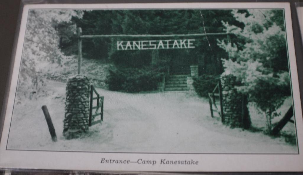 Collection of Patches and Postcards for Camp Kanesatoke Wolverine Council