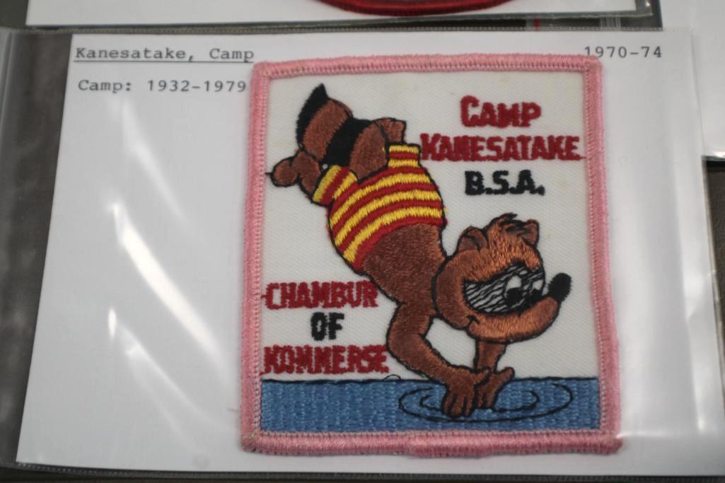 Collection of Patches and Postcards for Camp Kanesatoke Wolverine Council