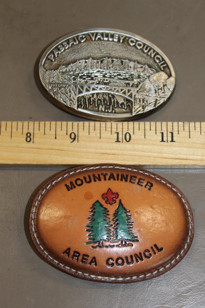 Mountaineer and Passaic Valley Council BSA Belt Buckles