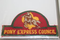 Collection of Pony Express Council Patches with 6 Additional District Name Patches