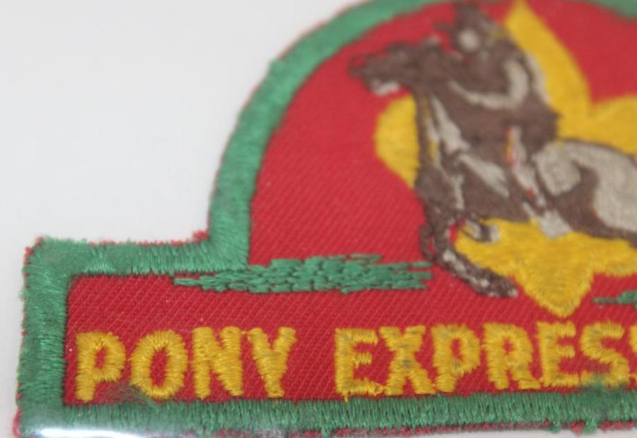 Collection of Pony Express Council Patches with 6 Additional District Name Patches