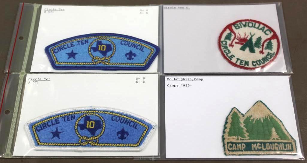 3 Circle 10 Council Patches and One Early Camp McLoughlin Patch