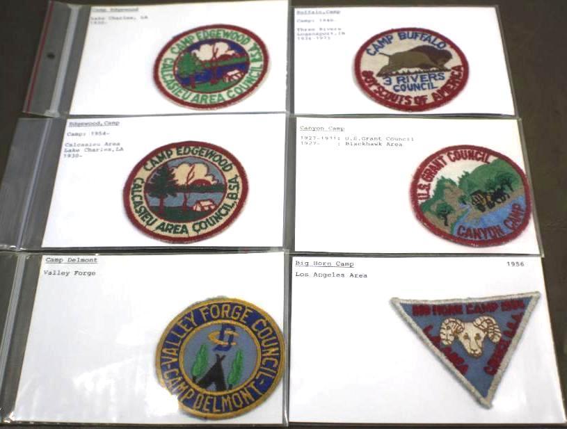 Six Early BSA Camp Patches in Soft Embroidered Fabric Style