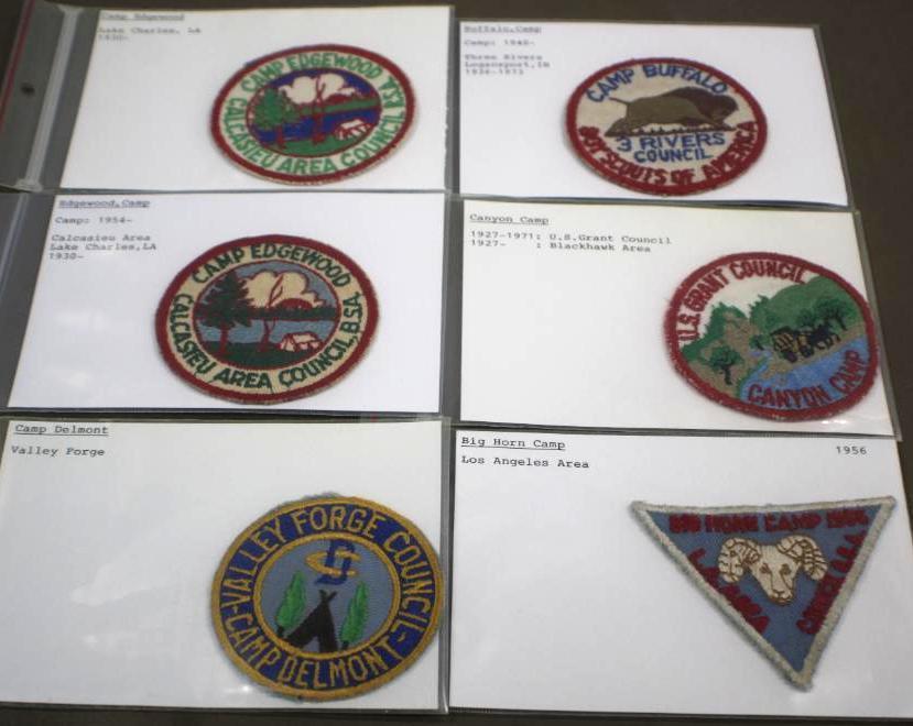 Six Early BSA Camp Patches in Soft Embroidered Fabric Style