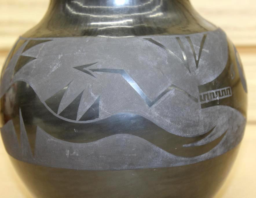 Amazing Black Indigenous-Made Vase with Serpent Design