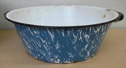 Two Antique Blue Graniteware Pails