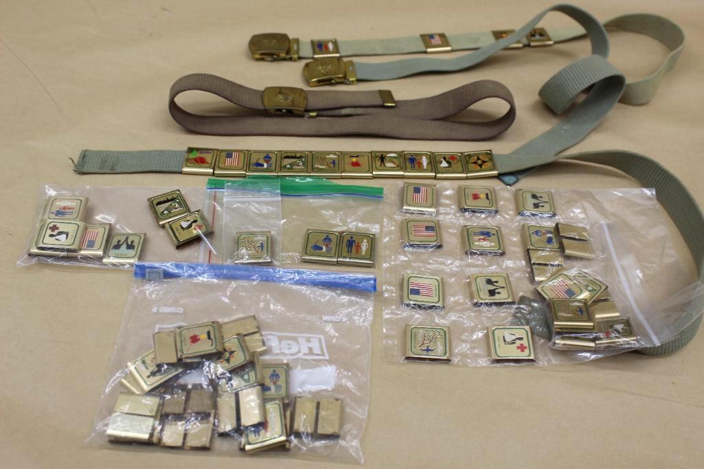 Three Belts with Buckles and Many BSA Merit Badge Belt Loops