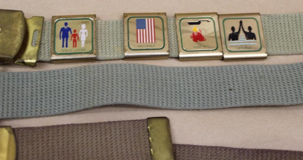Three Belts with Buckles and Many BSA Merit Badge Belt Loops