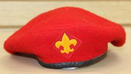 Two Red Wool Beret-Style BSA Hats