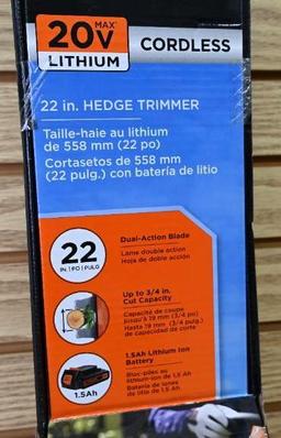 Back & Decker 20 Volt 22" Cordless Hedge Trimmer