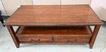 Dark Wood Pier 1 Imports Two Drawer Coffee Table