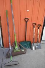 Six Piece Shovel & Rake Grouping