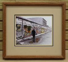 Framed Photo of "Man Walking Along the Berlin Wall by Garry Seidel