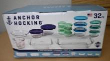 Anchor Hocking 32 Pieces Glass Bakeware / Storage / Prep Set