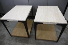 Pair of Stunning Flex Steel Stone Top End Tables