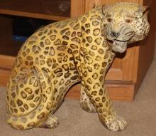 Large Ceramic Spotted Cat Statue