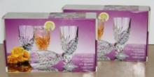 Two Boxes of 4 Cambridge Crystal Beverage Glasses